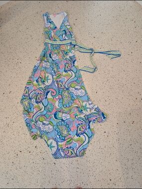 Lilly Pulitzer Blue, Pink and Green Paisley Maxi Dress
